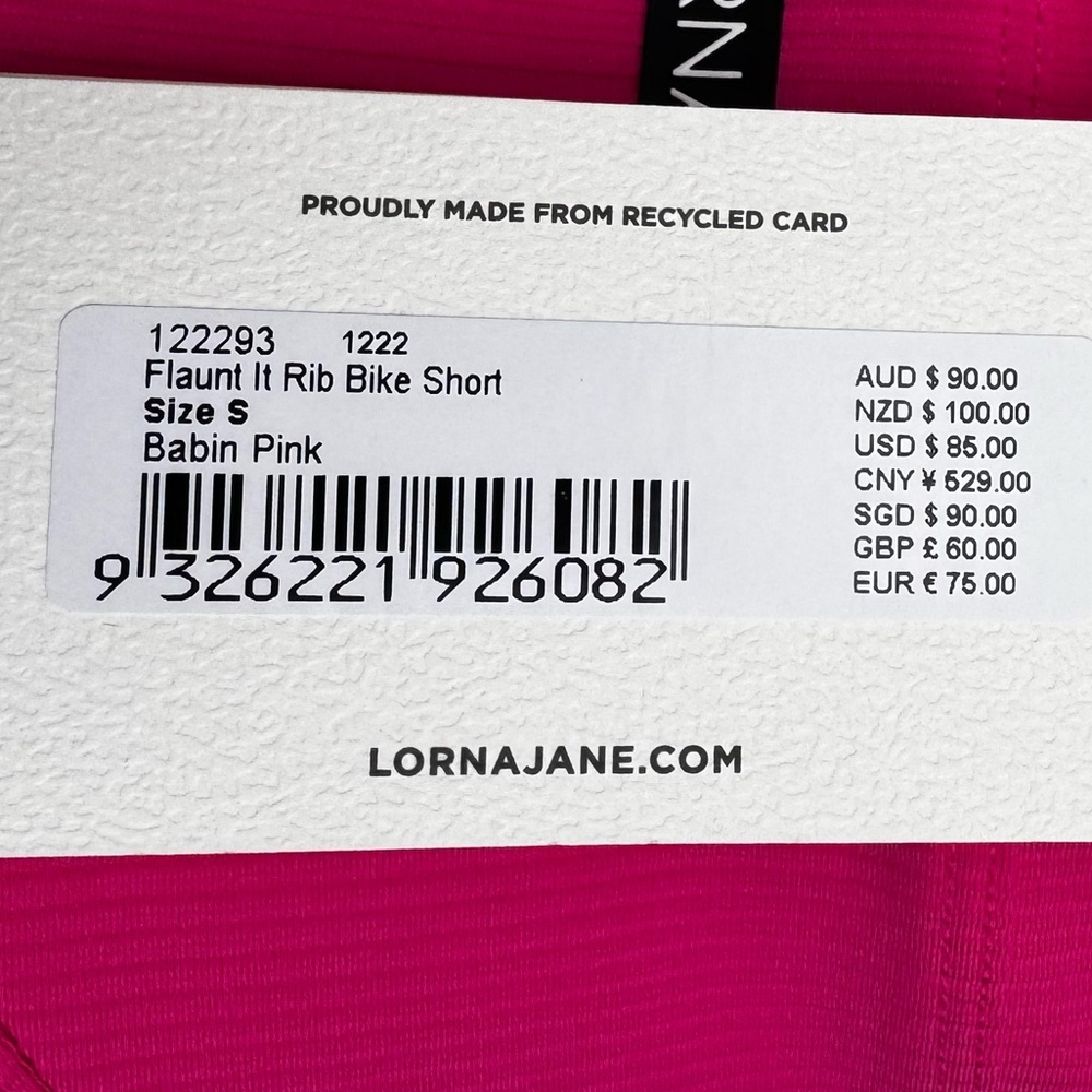 NWT Lorna Jane Flaunt it Rib Bike Short in Babin Pink Small - Picture 10 of 10